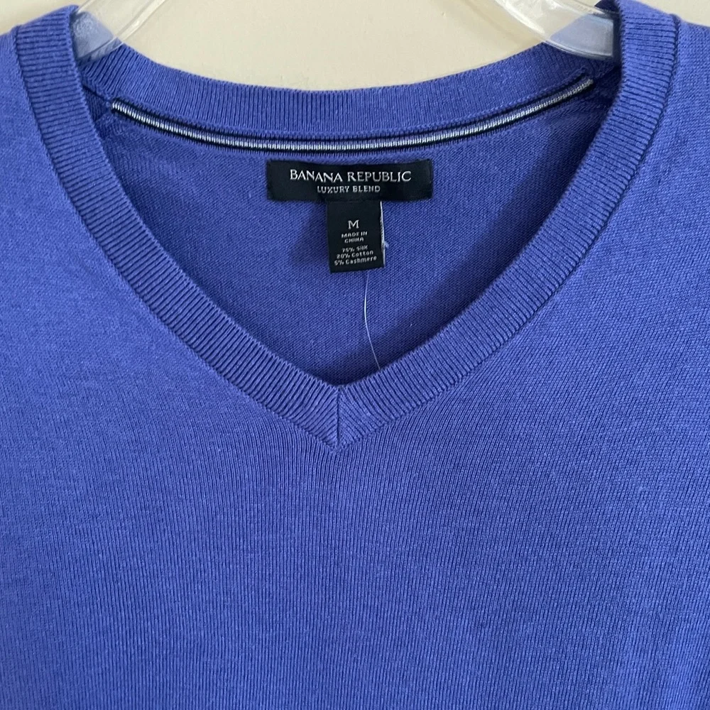 Banana Republic Purple Sweater Men's Medium Lightweight Luxury Blend V-neck NWT